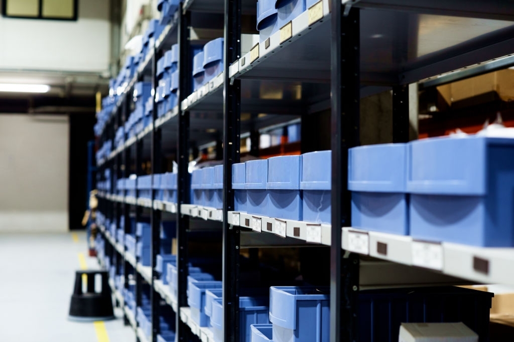 Spare Part Warehouse shelves in a Factory